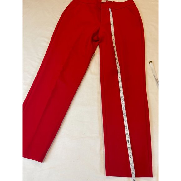 A New Day Womens Dress Pant Stretch Straight Leg Slash Pockets Mid Rise Red SZ 4 - Picture 5 of 10